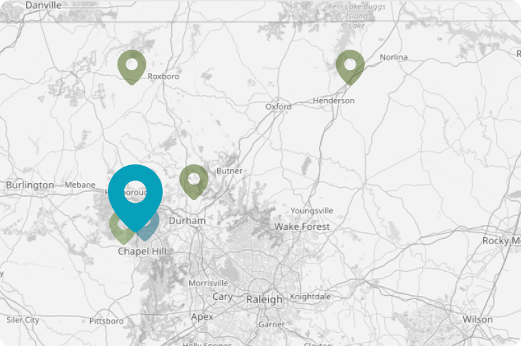 Map showing facility-based crisis location marked with colored pins